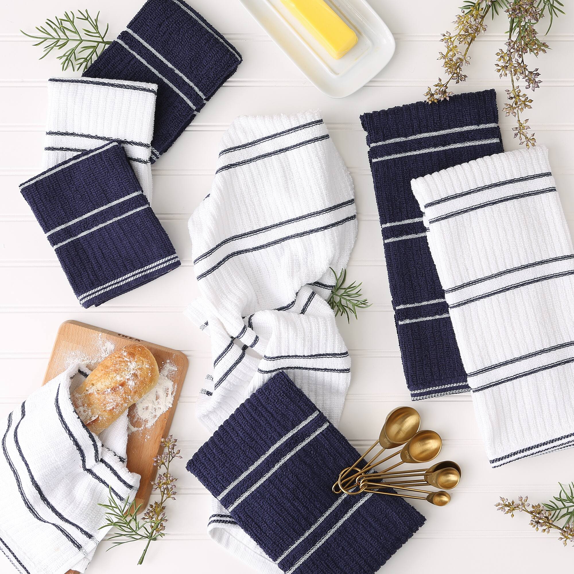 DII® Blue Ribbed Terry Dishtowel & Dishcloth Set